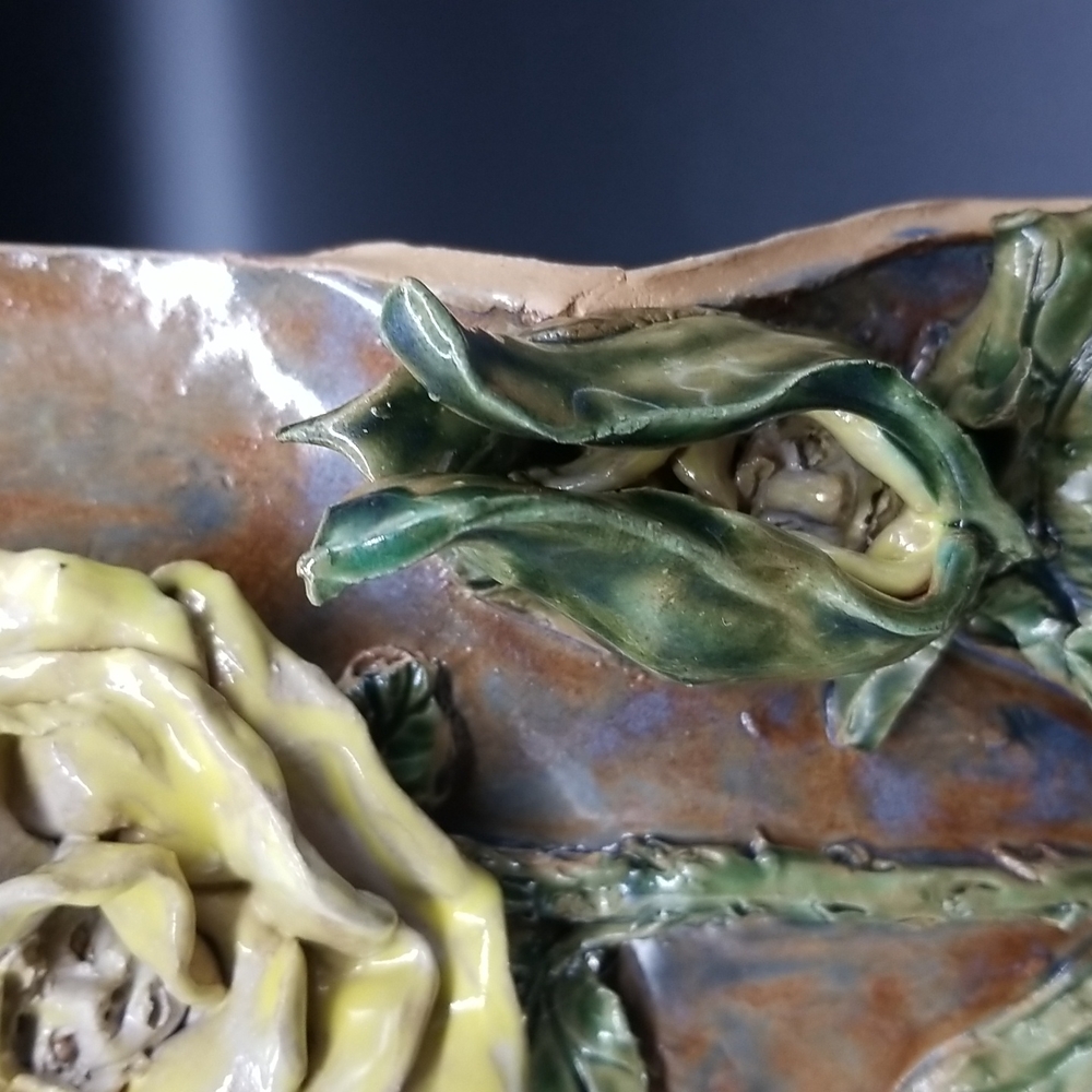 Hand Crafted Yellow Rose Pottery Wall Hanging - Picture 6 of 13